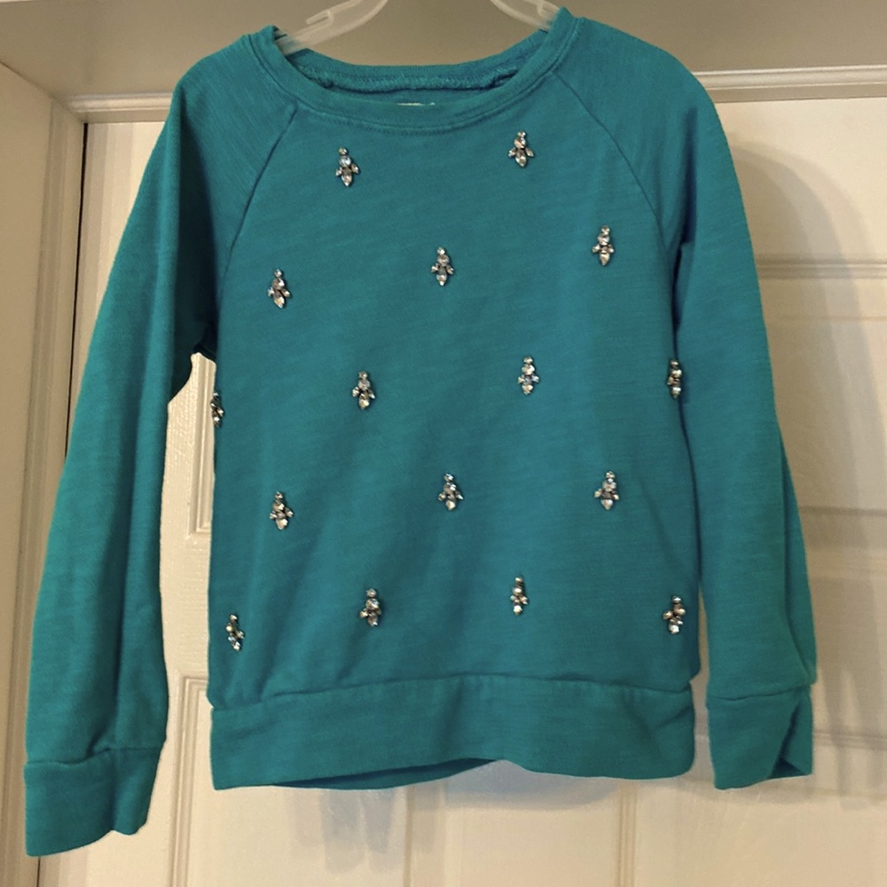 Crewcuts teal 💎 jeweled sweatshirt size 4/5
